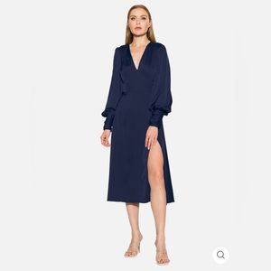 Alexia Admor Navy Blue Satin Dress size 14 NWT